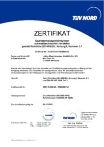 Zertifikat DIN ISO 3834 2 bis 112025 %tag& Startseite